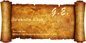 Greksza Elek névjegykártya